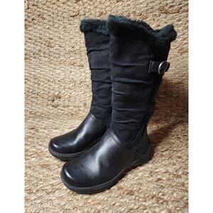 Kim Rogers Black Boots Faux Fur Riding Biker Mid Calf Equestrian Size 8 M